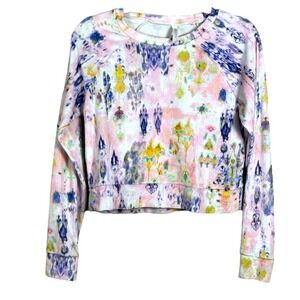 Embrace Life Athleisure Multicolor Cropped Long Sleeve Velour Top Size Small